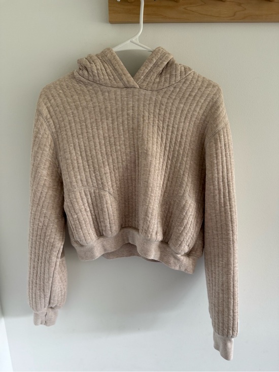 aerie Sweaters - Offline By Aerie Oversized Ribbed Cropped Sweater Hoodie Beige Small